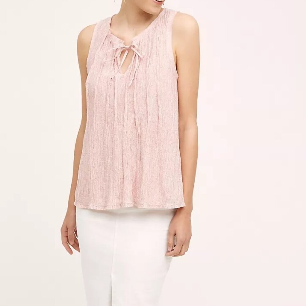 NWT Anthropologie Pleated Tie Neck Tank Size S
